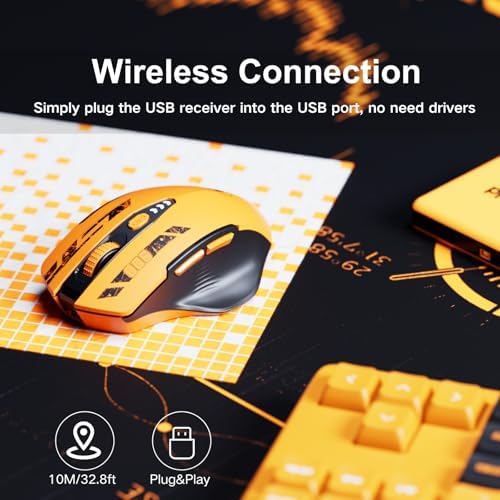 Uineer Wireless Mouse, 2.4GHz Rechargeable Computer Mouse, Battery Display