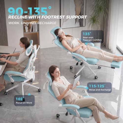 CYKOV Ergonomic Office Chair, Reclining, Footrest, Adjustable Lumbar, 350LB