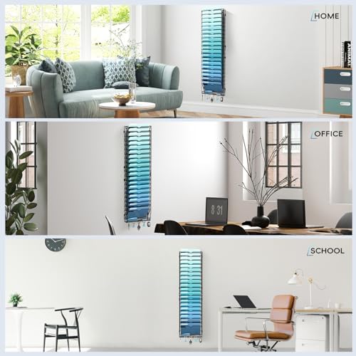 21-Tier Wall File Organizer and Mail Organizer with 5 Hooks, Black