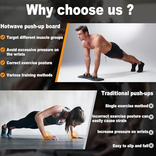 HOTWAVE Push Up Board, Portable Pushup Board for Men, Foldable Push Up Bar
