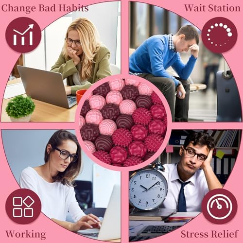 Silicone Magnetic Balls, Fidget Toys for Adults & Teens, 6PCS Stress Balls Sensory Toy, Quiet Magnet Desk Fidgets with Textured, ADHD Anxiety Relief Items, Fun Stocking Suffers Gifts (Red)