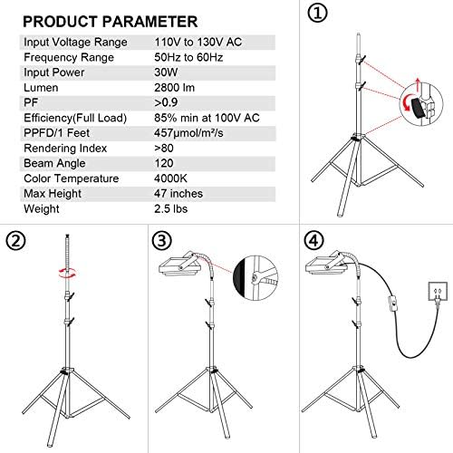 LBW Grow Light with Stand, Full Spectrum Grow Lights for Indoor Plants