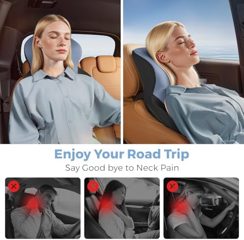 BEBAS Car Headrest Pillow, Ergonomic Neck Pillow with Memory Foam
