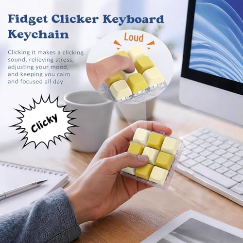 Keyboard Fidget Toy, Creamy Fidget Clicker Keyboard Fidget Keychain, Button Fidget Gifts for Adults, Boost Focus & Ease Anxiety Anywhere — Perfect Stress-Relief Gift (3×3 Grid Layout X)