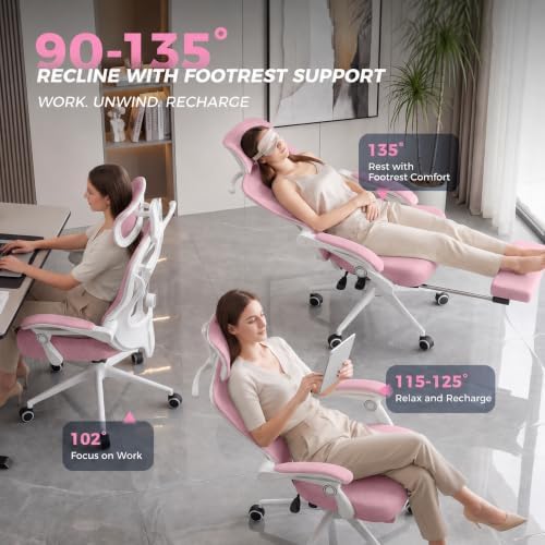 CYKOV Ergonomic Office Chair with Footrest, Reclining Mesh Back, 350 Lbs