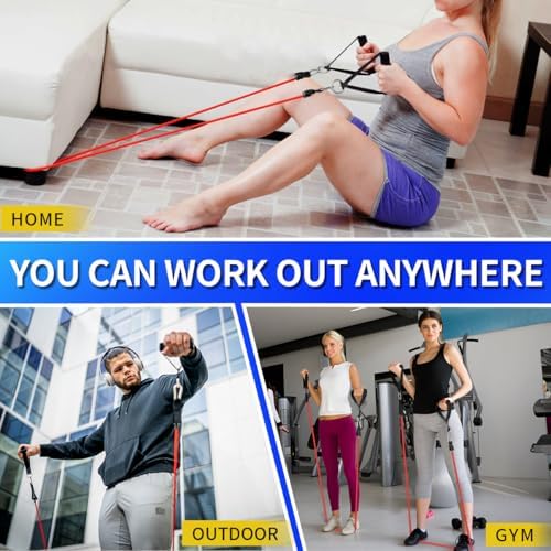 WHATAFIT Resistance Bands, 5 Level Exercise Bands with Handles for Workout