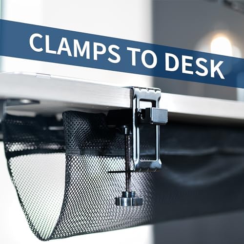 VIVO Black Clamp-on 44 in Mesh Net Cable Management Holder, DESK-AC44MH