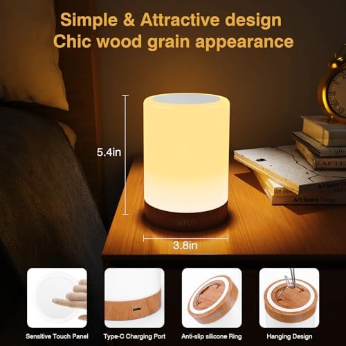 UNIFUN Baby Nursery Night Light Touch RGB Dimmable Bedside Table Lamp