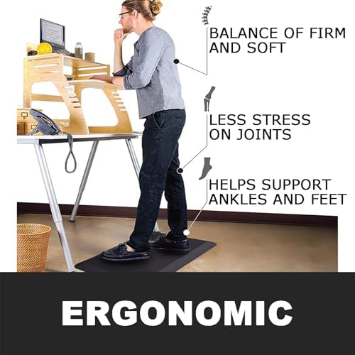 1" Extra Thick Anti Fatigue Kitchen Floor Mat Comfort Standing Mat 40'' x 17'', Office Standing Desk Mat, Kitchen Rug, Massage Points Comfort Mat, 140D PU Foam (Green)