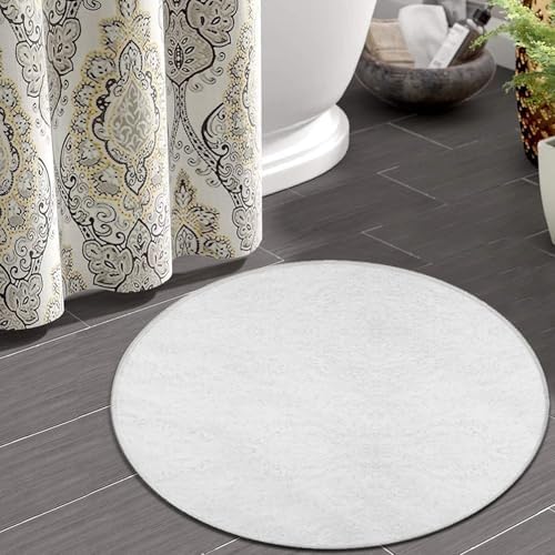 Large Round Area Rug Home Decor Modern Bathroom Rug Kitchen Office Circle Rug for Living Room Sofa Circle Cute Mat White, 60inch