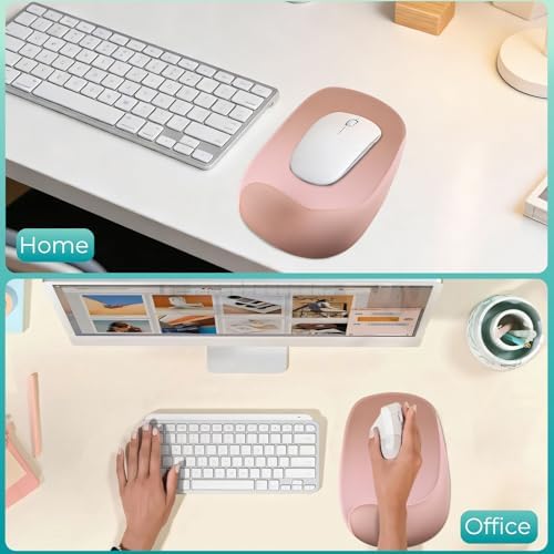 Mouse Pad with Wrist Rest Support, Ergonomic Mousepad with Comfortable Gel Cushion, Gaming Mouse Pad with Non-Slip PU Base, Relieve Pain Relief, for Home Office Computer Laptop, Brown