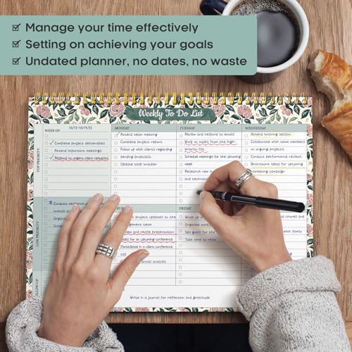 Taja Weekly To Do List Notepad, Undated Weekly Planner Pad, 8.5" x 11"
