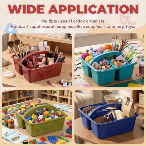 Kathfly 4 Pack Classroom Caddy Organizer with Handle Bulk, Deep Color