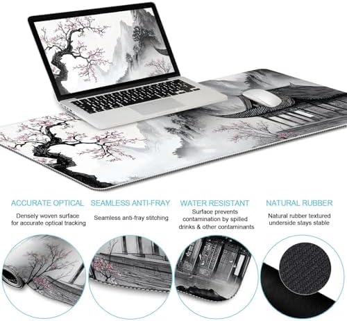 LIMKRIAN Japanese Ergonomic Mouse Pad Set, Large Desk Matt for Desktop
