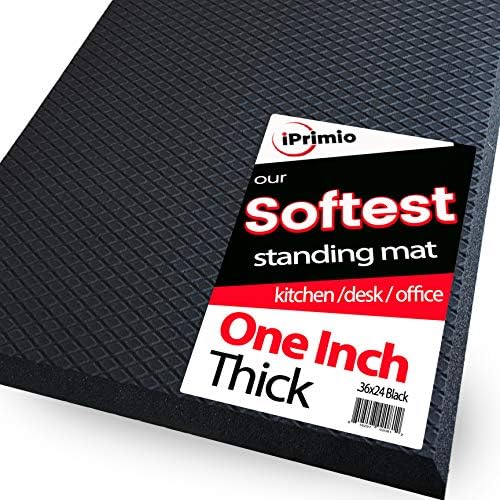 iPrimio Anti Fatigue Standing Desk Mat, 1 Inch Thick, 36" x 24", Black