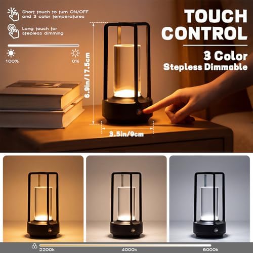 4 Pcs Portable Metal Table Lamps Bulk Cordless Table Lights Rechargeable
