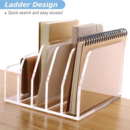 SANRUI Acrylic Bill Letter Organizer Holder for Desk, Clear 5 Compartments