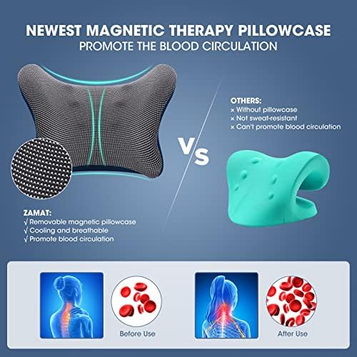 ZAMAT Neck and Shoulder Relaxer with Magnetic Therapy Pillowcase, Neck Stretcher Chiropractic Pillows for Pain Relief, Cervical Traction Device for Relieve TMJ Headache Muscle Tension Spine Alignment