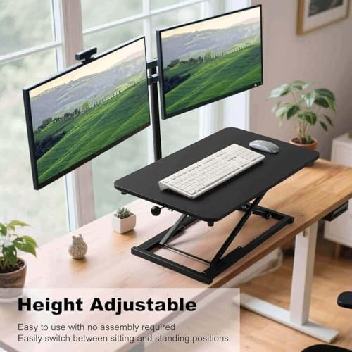 Adjustable Standing Desk Black Converter Keyboard Riser 23.6 Inch