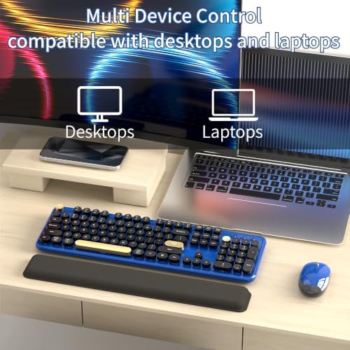 Wireless Computer Keyboard and Mouse Combos, Jewel Blue-Black