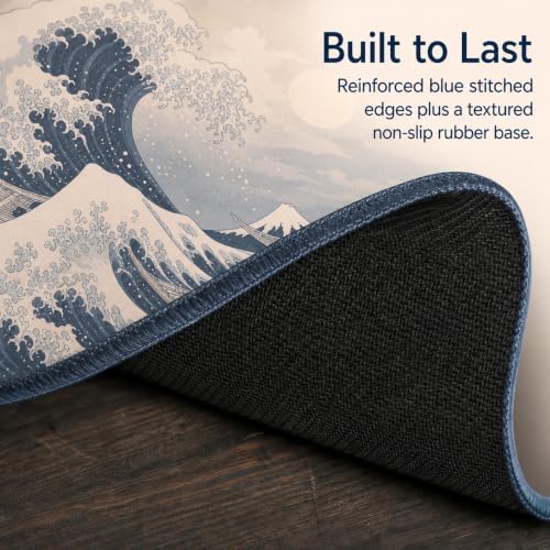Japanese Wave Mouse Pad 31.5x15.7 Inch, Large Gaming Extended Desk Mat