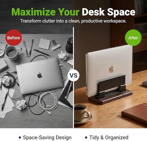 Vertical Laptop Stand for Desk,Carbon Steel Base,Tool-Free
