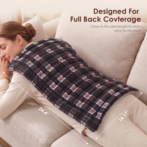 Extra Large Microwave Heating Pad for Back, 24.4 X 14.17 Tartan Black