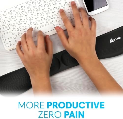 KLIM Mouse & Keyboard Wrist Rest Set - Silky Gel Memory Foam - Ergonomic Wrist Rest for Computer Keyboard, Wrist Pad for Keyboard + Wrist Rest for Mouse - for Gaming and Office - Pain Relief - Black