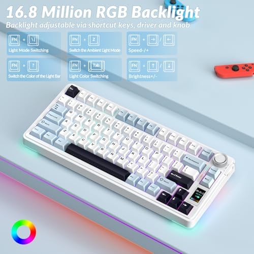 AULA S75 PRO Wireless Mechanical Gaming Keyboard with Screen&Knob, 80 Keys