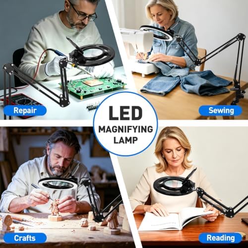KIRKAS Magnifying Glass with Light, 2,200 Lumens Magnifying Lamp 12X