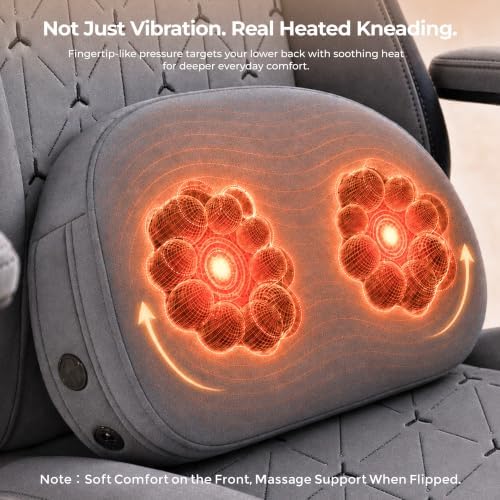 Fabric Gaming Chair with Heated Massage Lumbar Support, Pocket Spring Seat, Reclining Computer Chair with Footrest, Breathable High Back Gamer Chair, 350 lbs