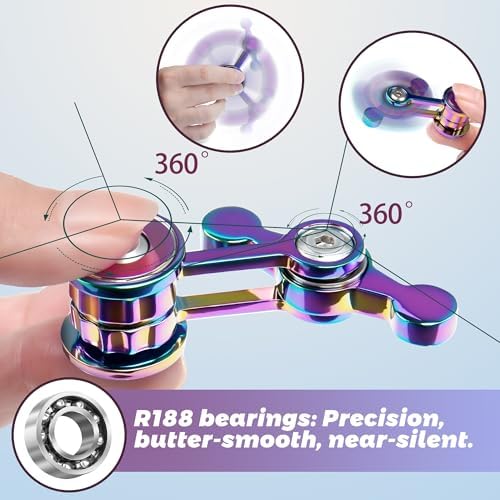 Fidget Spinner for Adults, Metal Silent Figette Office Desk Toy Quiet Cool Gadgets Gifts for Teen Boys Kid Anxiety Stress Relief Calm Down Sensory Autism Autistic ADHD Airplane Travel (Green)