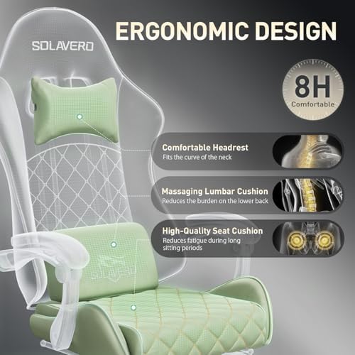 HLDIRECT Massage Recliner Gaming Chair with Footrest for Adults, Green