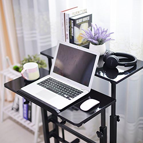 soges Adjustable Stand Up Computer Desk on Wheels Black
