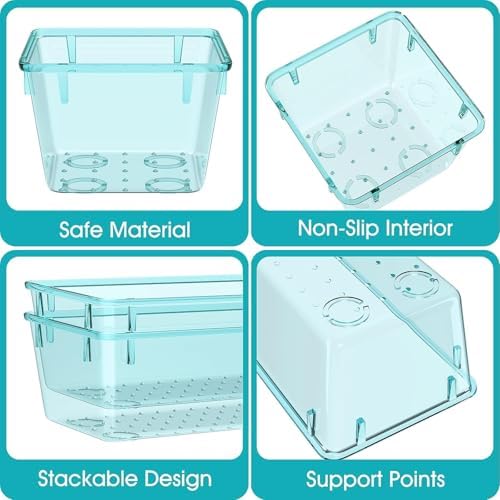 7 PCS Plastic Drawer Organizers Set, 4 Size Desk Drawer Organizer Trays