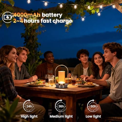 Portable Crystal Lantern Table Lamp Outdoor Indoor,4000mAh Cordless Small LED Desk Lamp Rechargeable,3-Color Dimmable Waterproof Shower Lamp for Shower Patio Bar Camping(Silver)