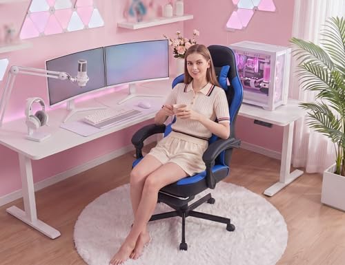 Mistpeople Gaming Chair, Ergonomic High Back Computer Chair with Footrest, Lumbar Support & Pocket Spring Cushion, Comfortable Swivel Home Office Desk Chair for Adults