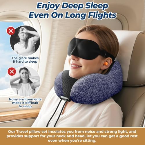 ExploreBliss Travel Pillow, Neck Pillow Airplane, Mottled Blue