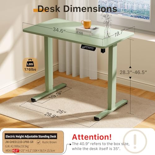 JOY worker Small Electric Standing Desk, 35" Whole Piece Height Adjustable