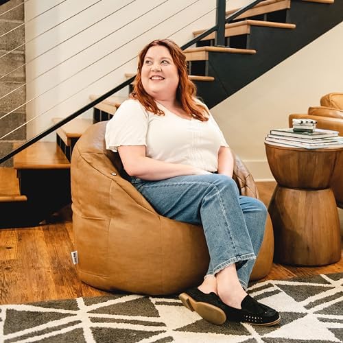 Big Joe Milano Beanbag Chair with Vibe Caramel Montana Leather