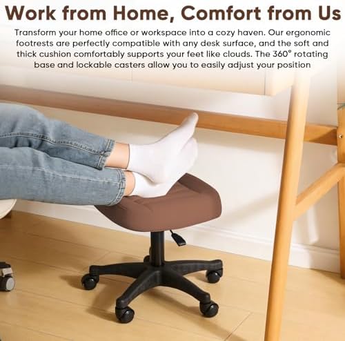 Ergonomic Adjustable Under Desk Footrest,Ottoman with Wheels