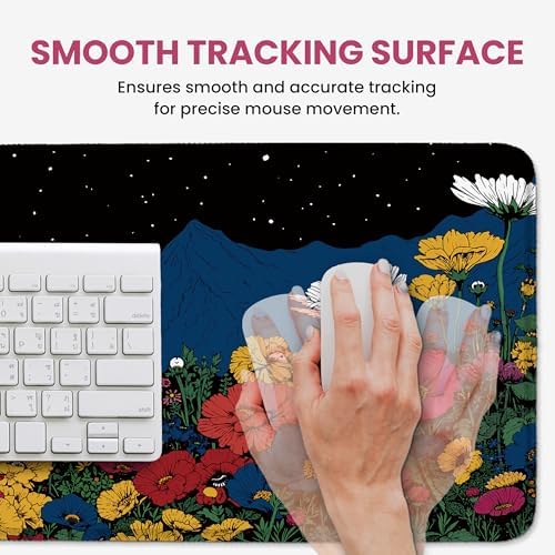 Aesthetic Desk Mat, Cute Girly Floral Desk Pad Protector for Work & Decor, 31.5" x 11.8", Pretty Non-Slip Extended Mouse Pad for Office or Home