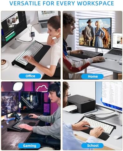 Keyboard Stand with Wrist Rest - Comfortable Wrist Pad for Easy Typing, Keyboard Tray for Office, Home, School (Fits Most Standard Keyboards) (Black)