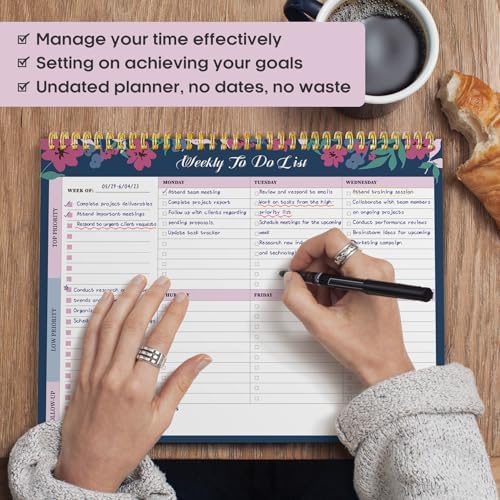 Taja Weekly To Do List Notepad, Undated Weekly Planner Pad, 8.5" x 11"