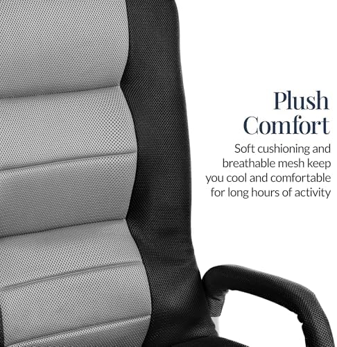 Best Choice Products Swivel Gaming Chair 360 Degree Multipurpose Floor Chair Rocker for TV, Reading, Playing Video Games w/Lumbar Support, Armrest Handles, Adjustable Foldable Backrest - Black/Gray