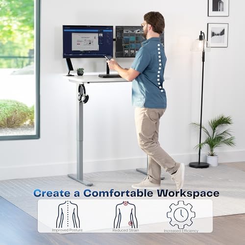 VIVO White 43 x 24 in Standing Desk, DESK-KIT-1G4W