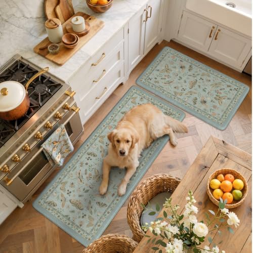 LEEVAN Anti Fatigue Kitchen Mats for Floor, Cushioned Kitchen Mat Set 2PCS
