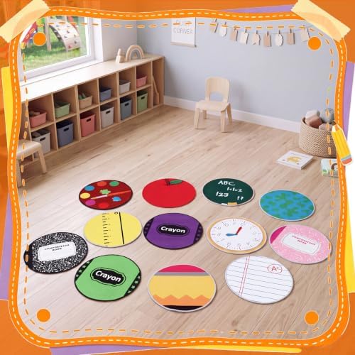 Marsui 12 Pcs Kids Carpet Circle Seats for Class 16" Round Classroom Rug