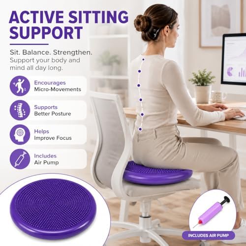Hanstuten Wobble Seat Cushion Balance Disc - Rubber Wiggle Seat for Active Sitting, Office Desk Chair, and Core Strength Training