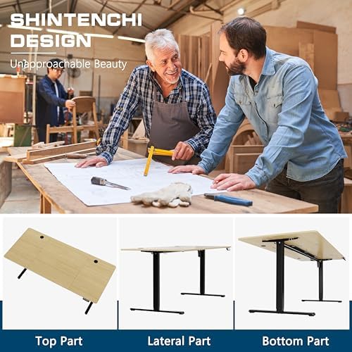 Shintenchi Standing Desk, 71x31 Inch Height Adjustable Electric Sit Stand up Desk, Ergonomic Rising Computer Table, Modern Lift Gaming Desk Workstation for Home Office, Walnut and Black